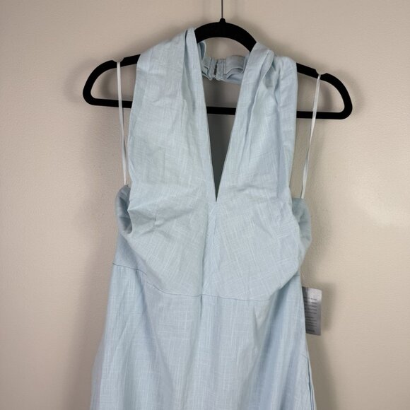 Petal & Pup Betsy Halter Neck Maxi Dress Pale Blue Cotton L Wedding Summer - Picture 6 of 10